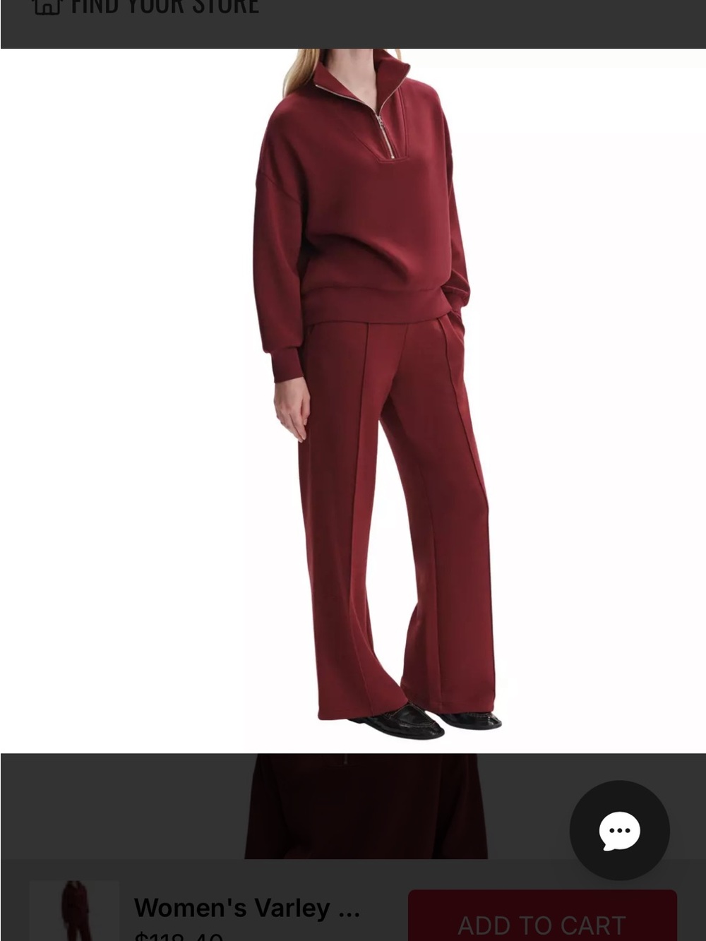 Varley Zip-Front Pullover in Deep Burgundy - Picture 4 of 8